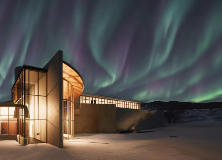 Curvilinear Structure with Gabion Walls and Geothermal Heating in an Icelandic Ski Refuge