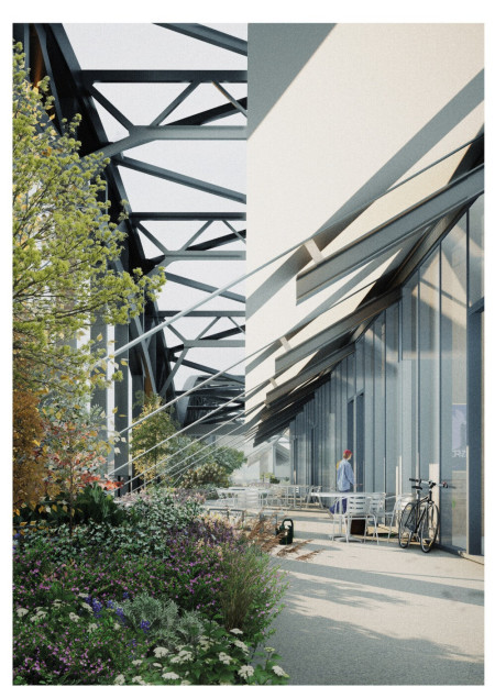 Charred Wooden Shingles and Steel Framework Transforming Historical Infrastructure into a Multifunctional Community Space