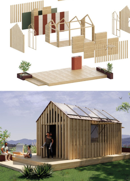 Cross-Laminated Timber Structure Featuring Burnt Wood Details for Sustainable Living