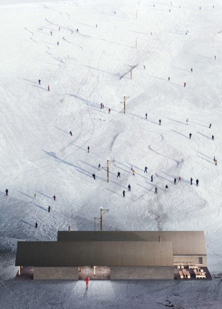 Dual Structures of Charred Wood and Local Stone Integrated in a Winter Retreat