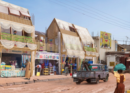 Bamboo and Steel Micro-Housing with Vertical Gardens in Ghana