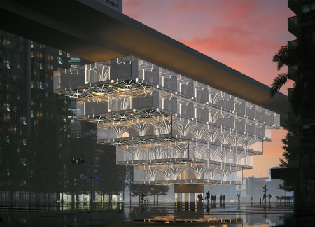 Elevated Living Spaces with Precast Concrete and Glass Facades in Urban Environments