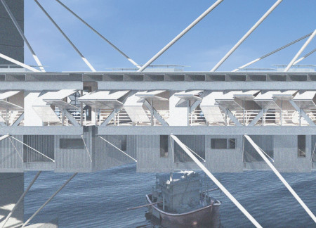 Repurposed Bridge Columns Supporting Modular Living Units with Natural Ventilation