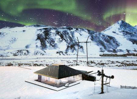 Retractable Glass Panels and Precast Concrete Shape a Versatile Alpine Shelter