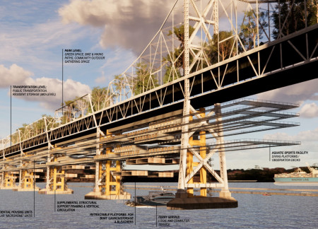 Charred Wood Shingles and Steel Framework Define a Multi-Functional Coastal Connection