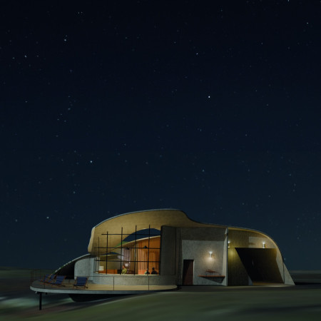 Embracing Ice Forms with Charred Wood Shingles and Reinforced Concrete for a Winter Retreat