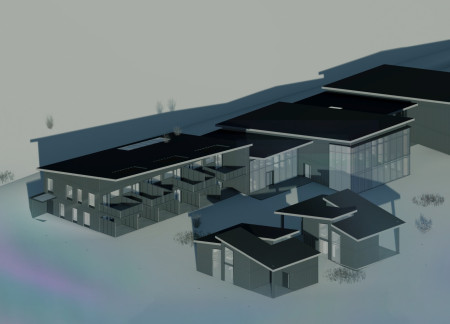 Dark Trapezoidal Cladding and Geothermal Heating Define a Sustainable Lodge Experience