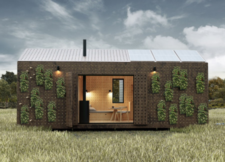 Personalized Living Spaces with Pegboard Facades and Cross-Laminated Timber Construction