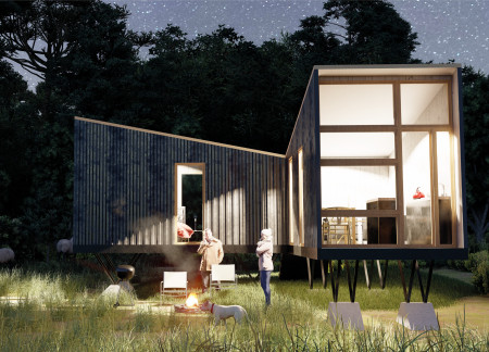 Flexible Living Through Steel Framing and Natural Wood Cladding in Compact Design