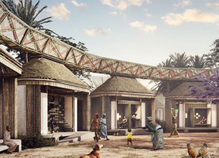 Bamboo Panels and Flexible Spaces in a Community-Focused Residential Environment