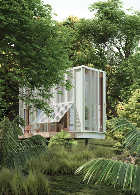 Charred Wooden Shingles Elevate Sustainability in Elevated Subtropical Housing