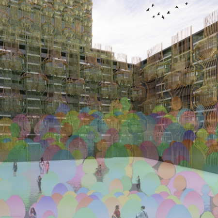 Living Wall Integration with Steel Framework in a Biophilic Community Space