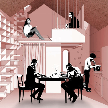 Red Wriggly Tin Facade Integrated with Rainwater Harvesting in a Compact Microhome