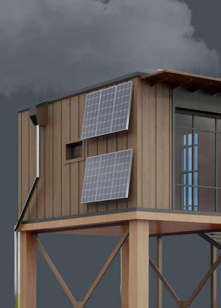 Elevated Homes Featuring Cedar Cladding and Sheep Wool Insulation Tailored for Community Resilience