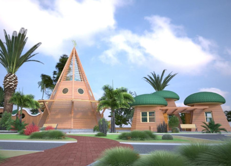 Charred Wooden Shingles Define an Educational Hub Featuring Laminated Wood Structures