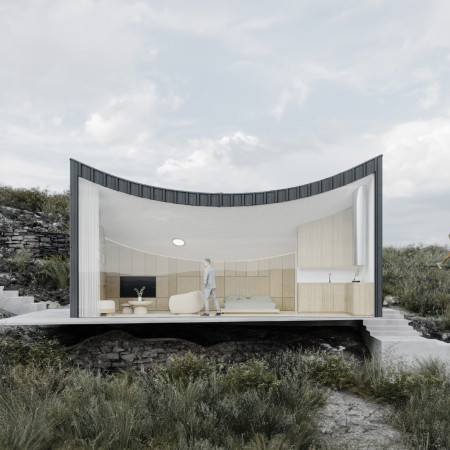 Biophilic Design with Parabolic Roof and Kingspan Quadcore Panels in Sustainable Microhome