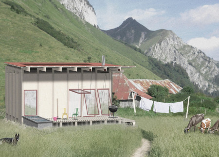 Charred Wooden Shingles and Rainwater Harvesting in a Compact Microhome Design