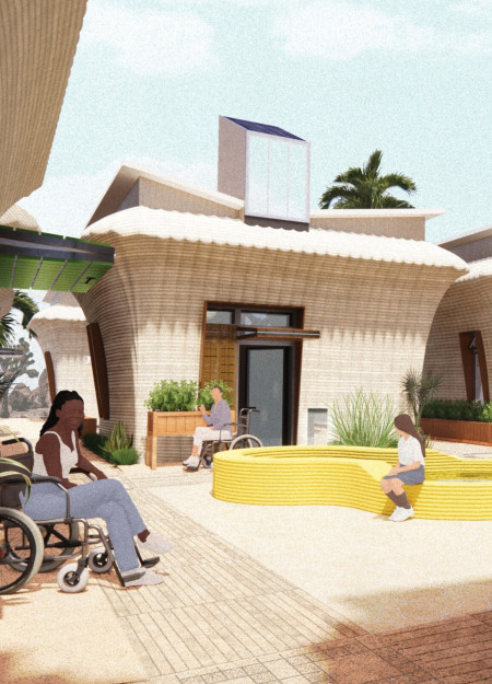 3d Printed Housing with Cellulose Insulation and Community Garden Features