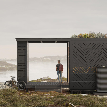 Charred Wooden Shingles and Cross-Laminated Timber Envelop a Community-Focused Space