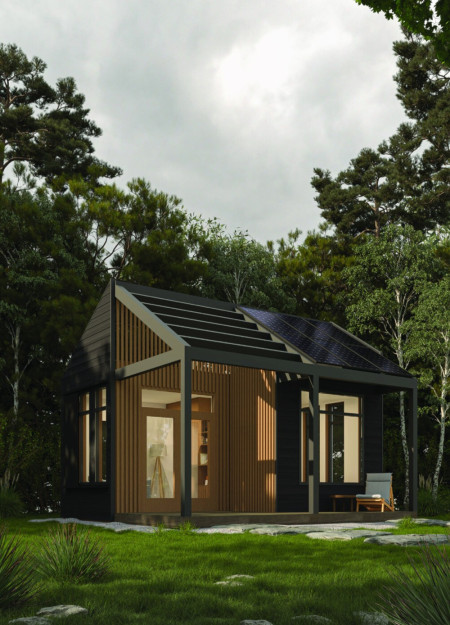 Charred Wooden Shingles and Cross-Laminated Timber Panels in a Flexible Microhome Setting