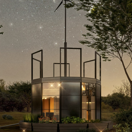 Charred Wooden Shingles and Elevated Steel Frame Define a Sustainable Microhouse Solution