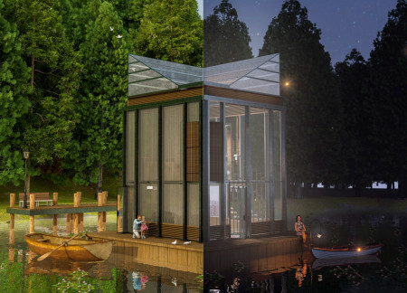 Photovoltaic Solar Glass Panels Combined with Sustainable Anodized Aluminum in a Modest Microhome