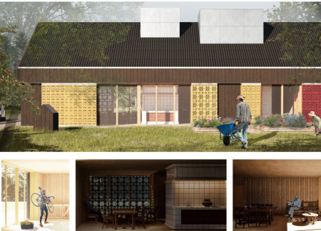 Charred Wooden Shingles and Thermal Mass in a Naturally Lit Residential Space