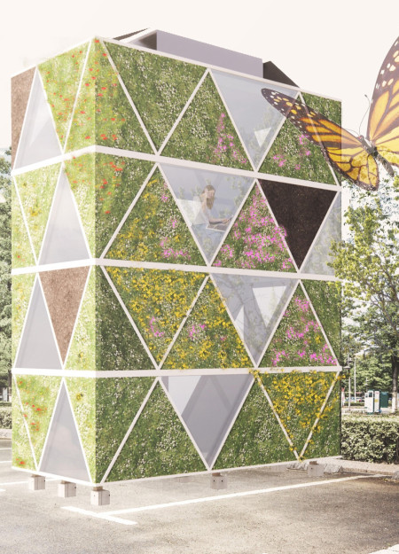 Modular Green Walls Enhanced by Aluminum Panels in a Biodiversity-Focused Habitat