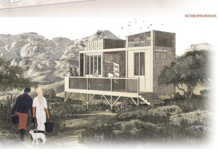 Earth Brick Modules with Sliding Partitions for Flexible Urban Living