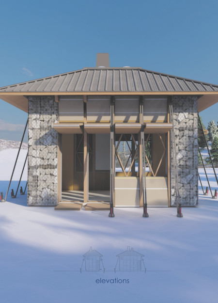 Sustainable Gabion Walls Accompanying Quadcore Panels in Community Living Solutions