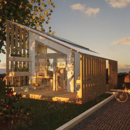 Retractable Staircase and Rainwater Harvesting Enhance Micro-Living with Natural Materials