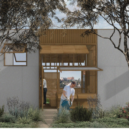 Charred Timber Screens and Communal Landscapes in Compact Urban Living