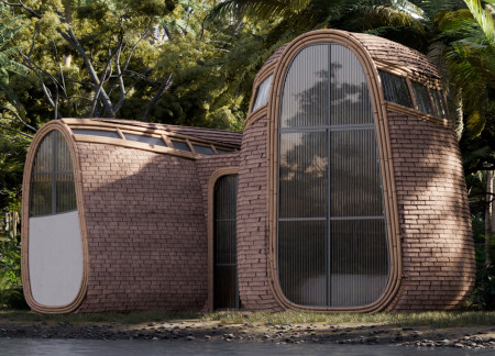 Interconnected Domes Crafted from Bamboo in a Tropical Ecosystem