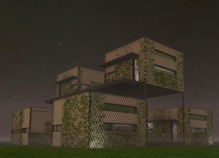 Vertical Gardens and Moveable Solar Panels in a Compact Sustainable Living Space