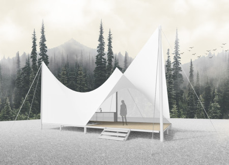 Tension Structures Crafted from Fiberglass and Steel for Sustainable Emergency Housing