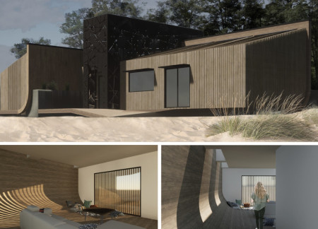 Curvilinear Form and Natural Light Enhanced Through Charred Wooden Shingles and Large Glass Panels