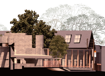 Charred Wooden Shingles and Concrete Spaces for Communal Reflection