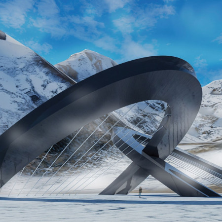 Exploring Transparent Structures with Charred Shingles and Hollow Elements in Alpine Reflections
