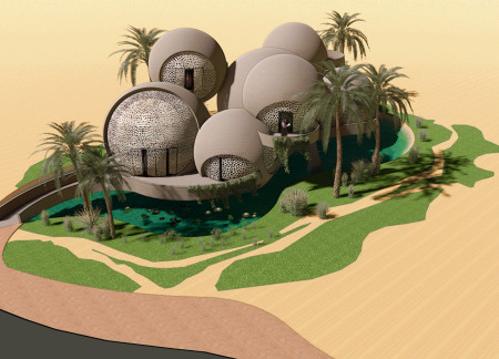 Spherical Modules Constructed with Fiber-Reinforced Concrete for Sustainable Living in Arid Landscapes