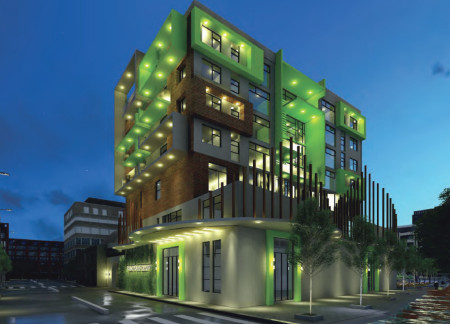 Vertical Gardens and Solar Panels Enhance Community Space Built with Sustainable Materials