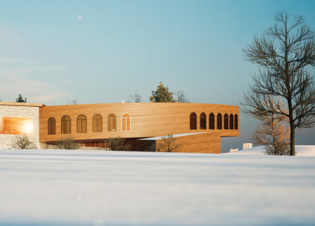Cedar-Clad Sanctuary Embracing Well-Being Through Healing Gardens and Communal Spaces