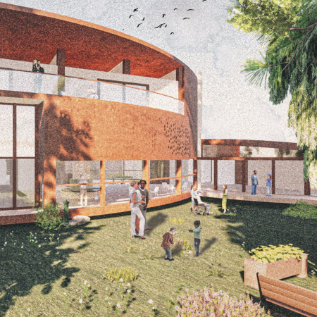 Corten Steel Framework and Therapeutic Gardens Define a Contemporary Hospice Design