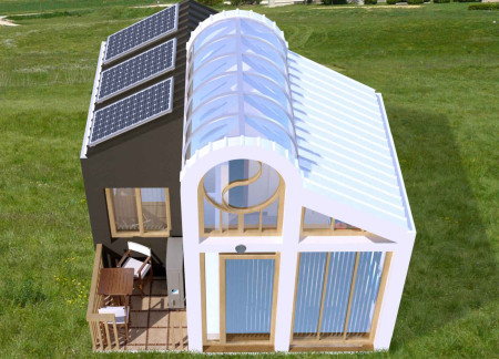 Charred Wooden Shingles and Composite Insulation in a Human-Centric Residential Retreat