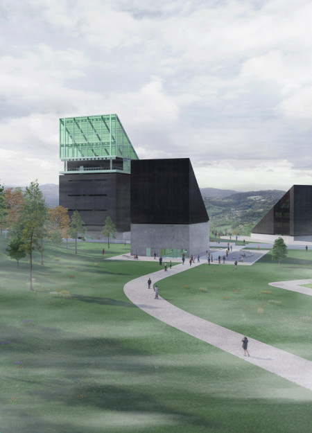 Pyramid-Shaped Structure Featuring Photovoltaic Panels and Reinforced Concrete in a Revitalized Cold War Bunker