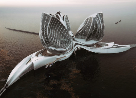 Fluid Architecture Elevated by Eco-Friendly Composites and Marine-Inspired Design