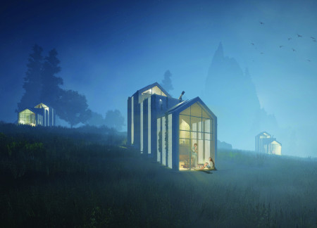 Charred Wooden Shingles and Cross-Laminated Timber Panels in a Biophilic Residential Design