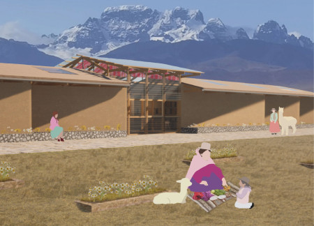 Modular Adobe Structures Featuring Handwoven Textiles for Artisan Collaboration