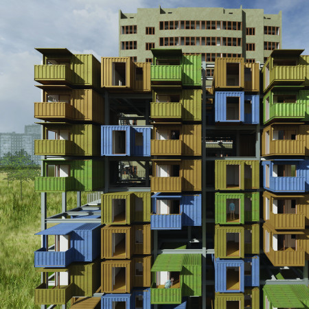 Modular Living Spaces Constructed from Shipping Containers and Enhanced by Green Roof Systems