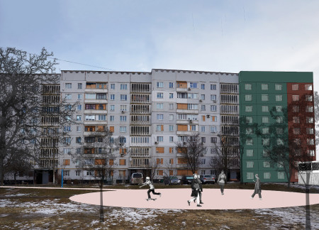 Energy-Self-Sufficient Community Hub with Reinforced Concrete and Modular Panels