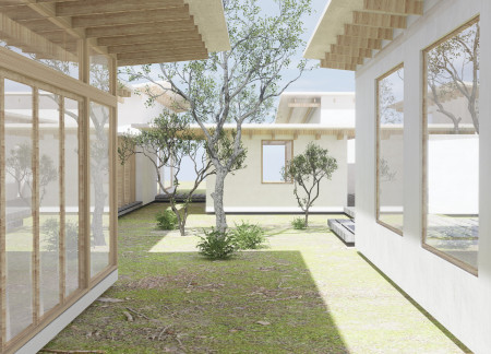 Biophilic Healing Space with Expansive Glass Facades and Sustainable Wood Elements